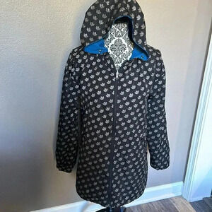 ✌️Dutch Bros reversible Rain Jacket Small Celestial Blue Zip up Waterproof Lined